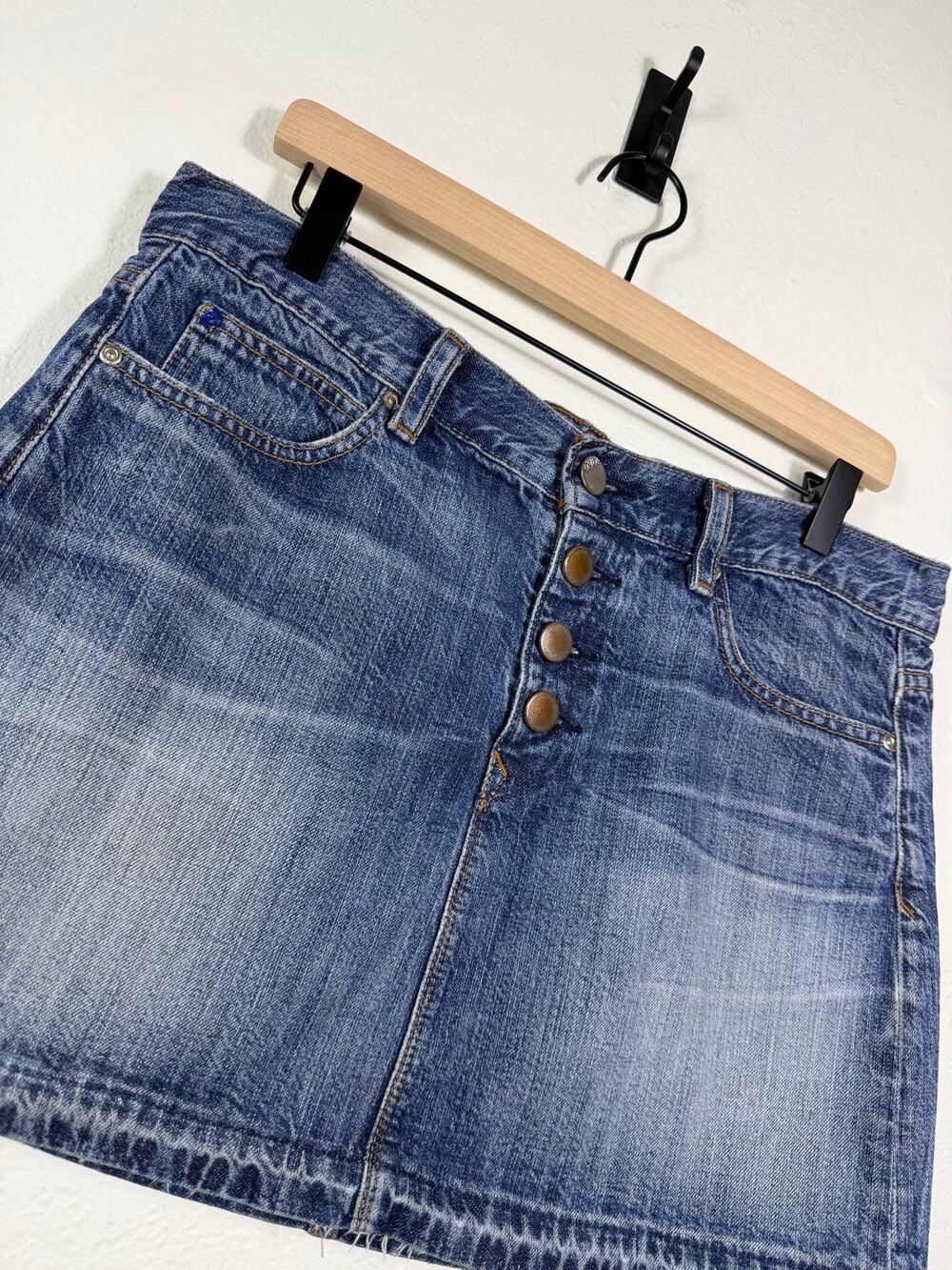 Y2K Gap Denim Button Front Mini Skirt Size 28/6